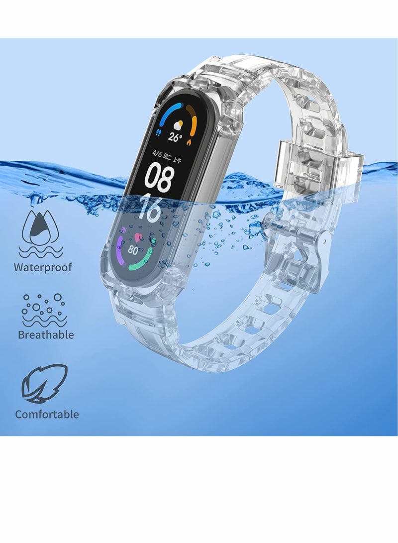 KASTWAVE Replacement Strap, Sport Wristband, Adjustable Bracelet, for Xiaomi Mi Band 5 Bands/for Xiaomi Mi Band 6 Bands, 2 Pack (Clear+Clear) - Image 2