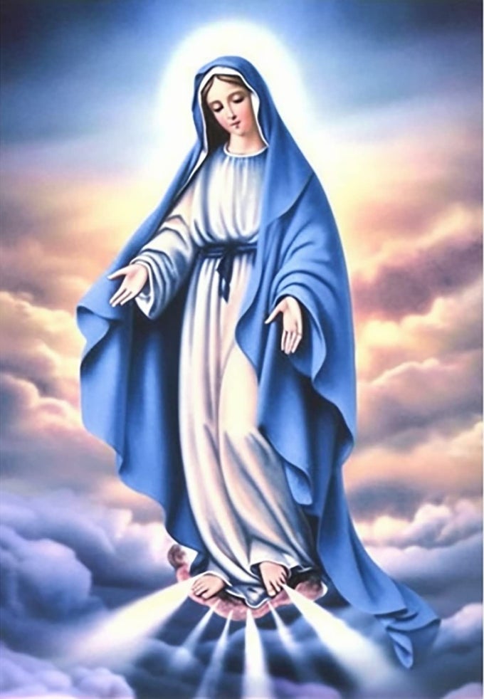 DIY 5D DIAMOND PAINTING KITS FOR ADULTS RELIGION VIRGIN MARY DIAMOND ART KITS FOR ADULTS WOMEN FULL DRILL ROUND CRYSTAL MOSAIC PICTURE BEGINNER HOME WALL DECOR 16X20 INCH