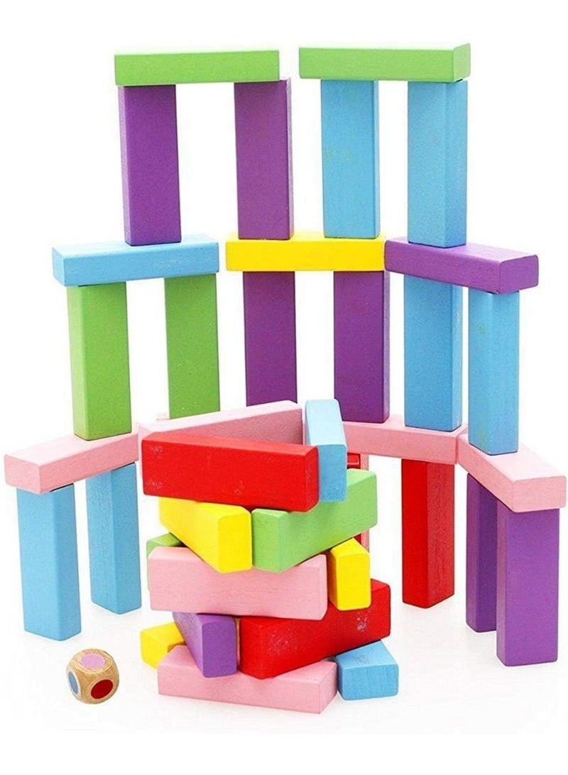 Meetion 54pcs Colorful Wooden Tumbling Tower Blocks Family Game And Children Educational Toy - Image 2