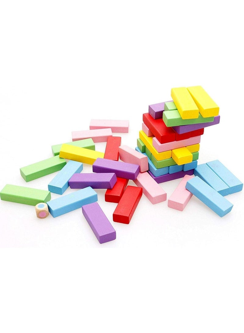 Meetion 54pcs Colorful Wooden Tumbling Tower Blocks Family Game And Children Educational Toy - Image 4