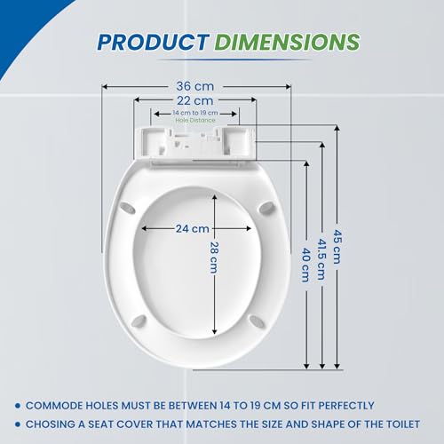 TAXAN POLYMERS TAXAN Round Toilet Seat Cover (41.5cm x 36cm) | Hydraulic Soft Close Mechanism | Heavy Duty Polypropylene EWC and Western Commode Seat with DIY Installation Kit | Glossy White Finish - Image 2