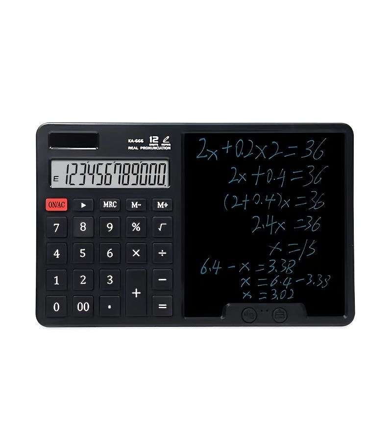 Solar Calculator Erasable Writing Pad Black Random Transparent Firework Stickers Multifunctional Reusable Notepad High Visibility LCD Screen Portable Essential For Finance Office Study Accounting - Image 2