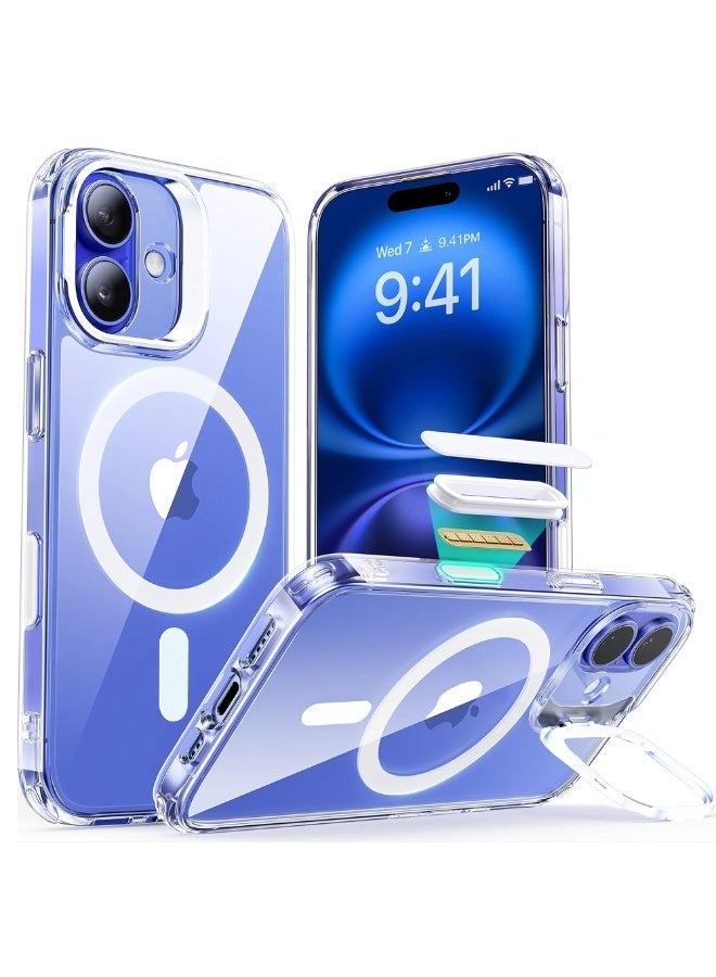 Raxoom iPhone 16 Plus Clear magsafe Case Cover, Camera Control Capture Button, Built-in Stash Stand Phone Case, Compatible with MagSafe, Camera Kickstand Protective Case - Image 1