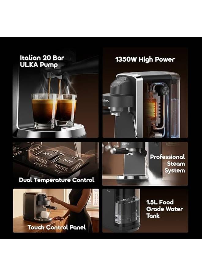 أورايمو Oraimo BrewSemi OCF-262A Italian Quality Espresso Maker with Touch Control 233 ml 1350 W OCF-262A GRAPHITE BLACK - Image 5