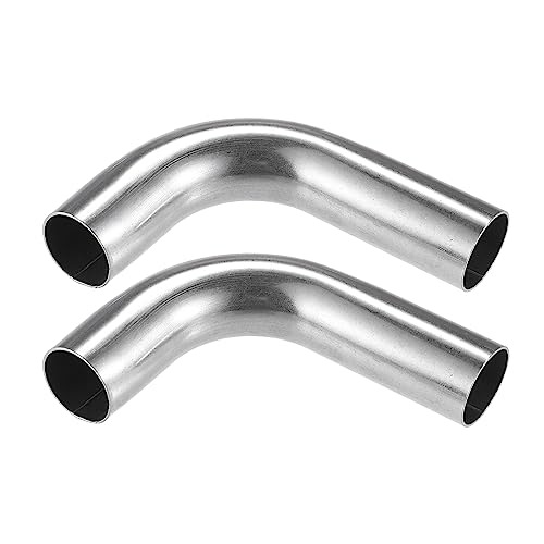 VekAuto 2 Pcs Bend Elbow Pipe Tube 1 OD 4 315 Leg 90 Degree DIY Exhaust Pipe Intercooler Air Intake Tube Universal for Car Automotive Durable 304 Stainless Steel Silver Tone - Image 1