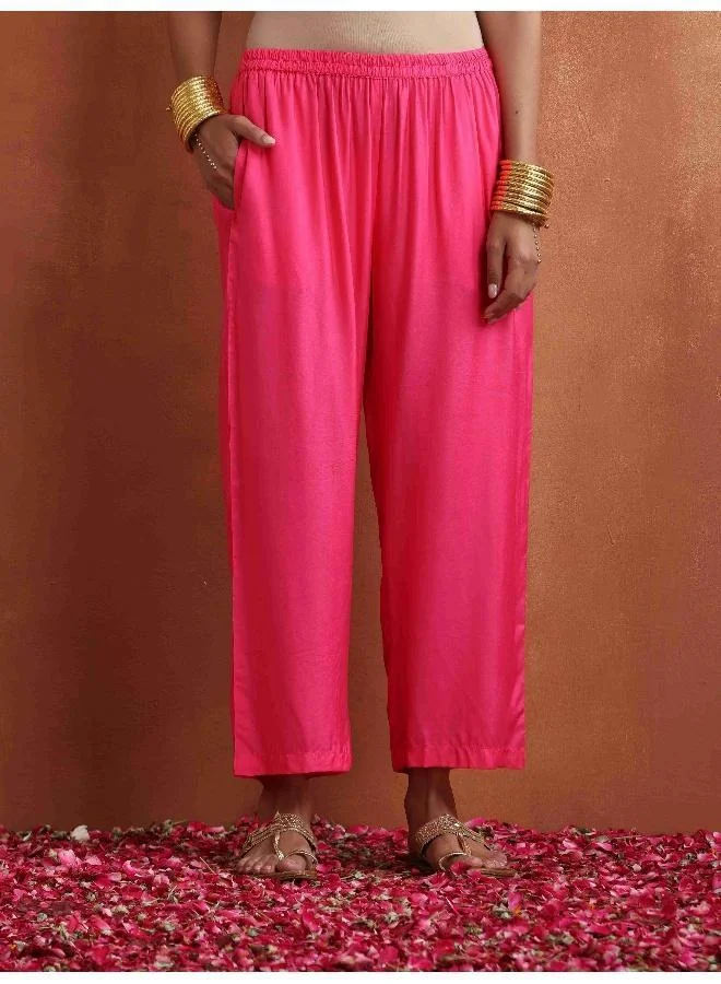 ترو برونز trueBrowns Pink Print High Slit Kurta Set