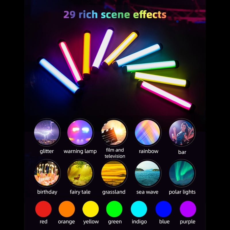 weeylite RGB Photography Light Stick: 30cm 270g Black, 95+ CRI 97+ TLCI Soft Even Lighting - 0-360° RGB 2500K-8500K 29 Scene Effects, Magnetic Dual 1/4 Inch Screw Holes for Photography Video Selfie Handheld Us - Image 4