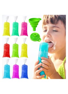 Y&D 200 Pieces Kids Ice Lolly Bags Disposable Cream with Silicone Foldable Funnel, Mold DIY Pouch for Making Cream, Candy, Yogurt, Freeze Pops(2 x 8 inch)  - Image 1