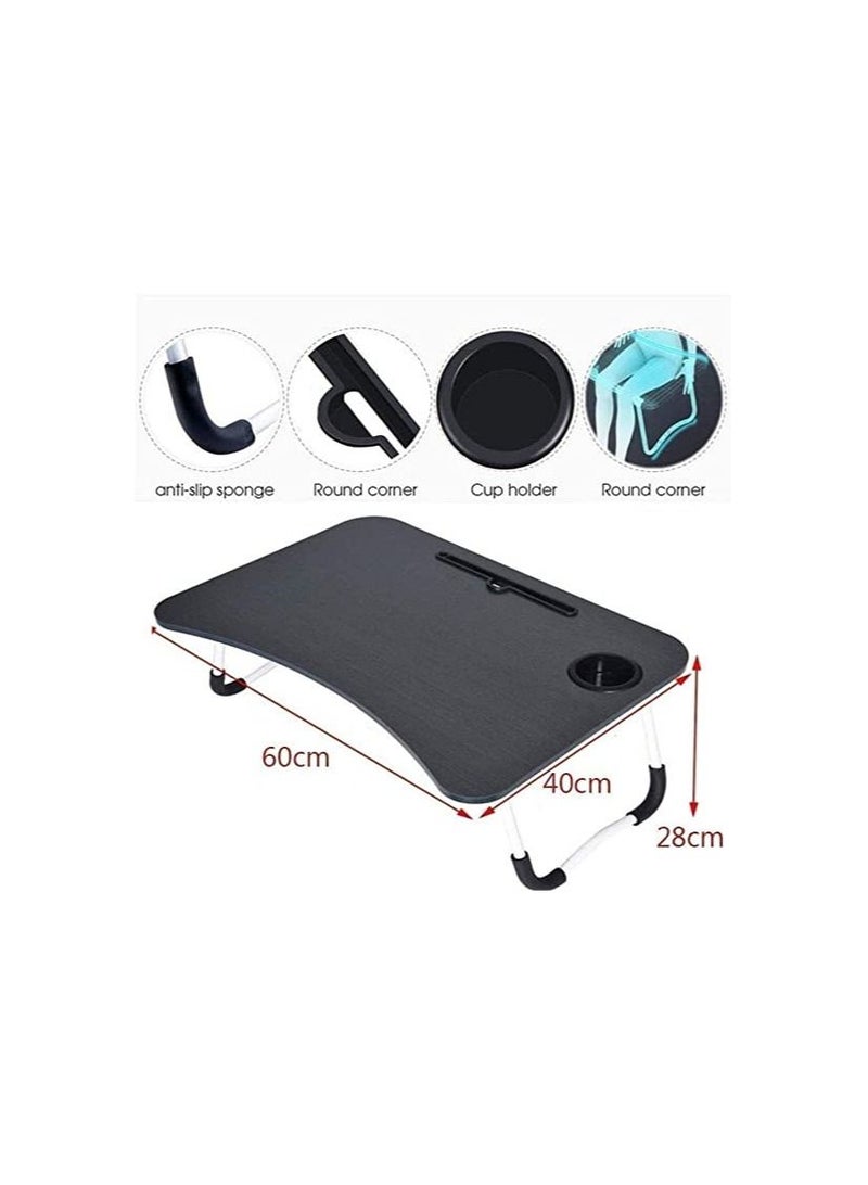 Portable Folding Laptop Desk Adjustable Study Table Notebook Desktop Standing Mobile Lazy Lap Tray For Bed Reading Black - Image 2