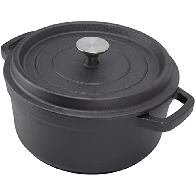 ريحني قدر من الحديد الزهر قدر هولندي مقبض مزدوج الحلقات غير مطلي وقاع مسطح للطهي - Image 2