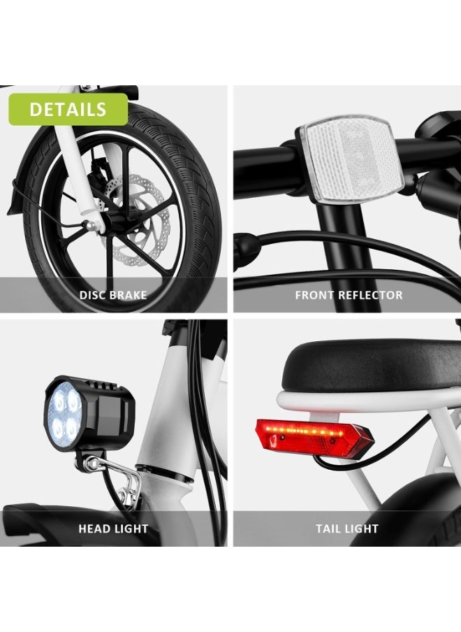 Wind Horse W2B Folding Electric Scooter with 350W High Speed Motor, 36V 8AH Battery, 40 KM/H Speed, 35 KM Range, Dual Disk Brakes, Carbon Alloy Frame, 16-Inch Tires, Front Suspension Fork, Portable Electric Scooter with Dual Seat  - Image 5