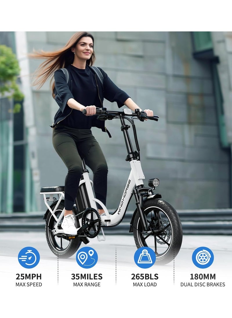 Wind Horse W2B Folding Electric Scooter with 350W High Speed Motor, 36V 8AH Battery, 40 KM/H Speed, 35 KM Range, Dual Disk Brakes, Carbon Alloy Frame, 16-Inch Tires, Front Suspension Fork, Portable Electric Scooter with Dual Seat  - Image 2