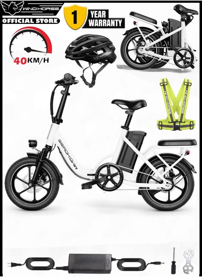 Wind Horse W2B Folding Electric Scooter with 350W High Speed Motor, 36V 8AH Battery, 40 KM/H Speed, 35 KM Range, Dual Disk Brakes, Carbon Alloy Frame, 16-Inch Tires, Front Suspension Fork, Portable Electric Scooter with Dual Seat  - Image 1