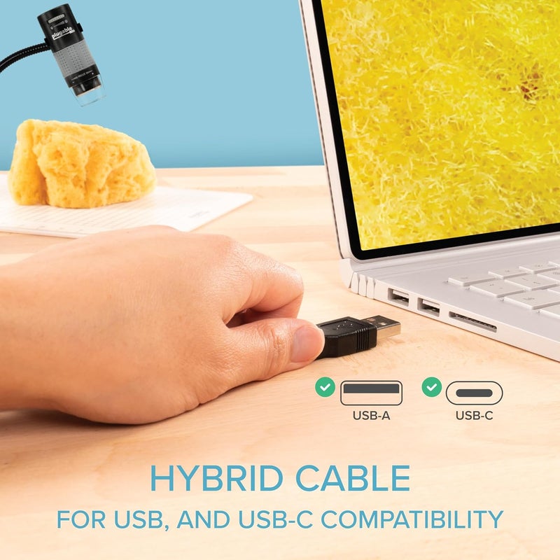 Plugable ميكروسكوب رقمي USB 250x، كاميرا ميكرو 2 ميجابكسل مع حامل ذراع مرن - ميكروسكوب محمول USB و USB-C، متوافق مع ويندوز، ماك، كروم أو إس، لينوكس، أندرويد، آيباد - Image 3