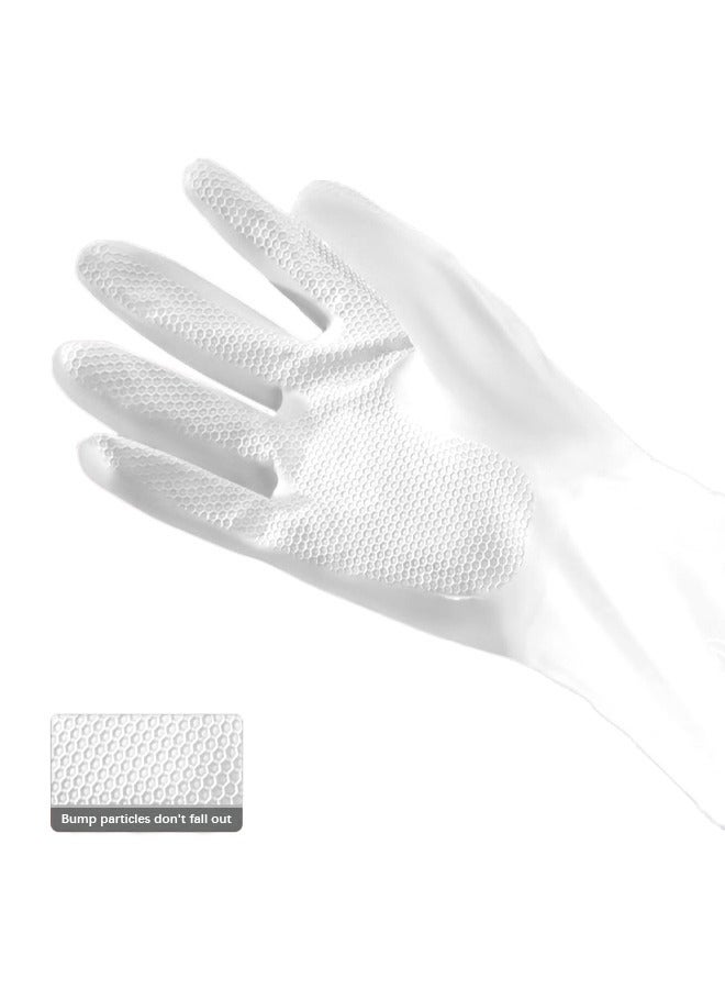 Rubber Cleaning Gloves for Household ，Reusable Dishwashing Gloves for Kitchen, Flexible Long-lasting & Waterproof (white)  - Image 2