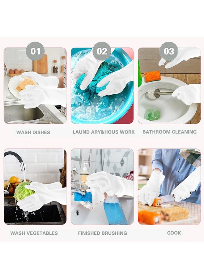 Rubber Cleaning Gloves for Household ，Reusable Dishwashing Gloves for Kitchen, Flexible Long-lasting & Waterproof (white)  - Image 3