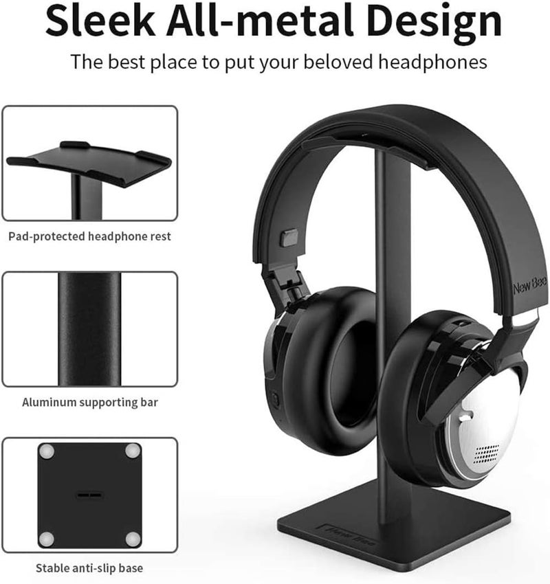 Bingcute Aluminum Desk Headphone Stand Hanger with Cable Holder for Sennheiser Sony Audio Technica Bose Beat AKG Gaming Headset Display Table Display Rack Hanger Support Black - Image 5