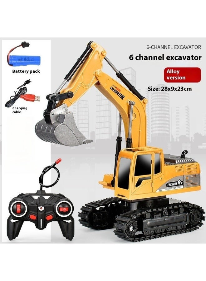 JoyToy RC Excavator for Boys 6 Channel Alloy Metal Construction Vehicle Kids Electric Toy, Boy's Gift - Image 1
