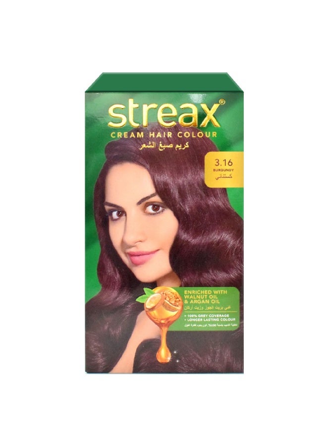 Cream Hair Colour With Shine On Conditioner For All Hair Types - Burgundy 3.16