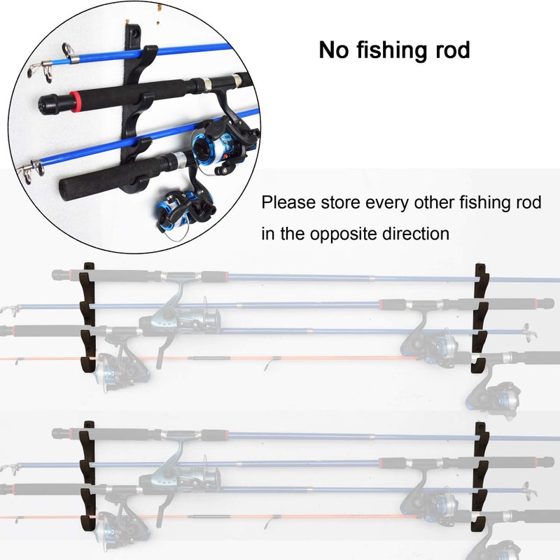 YYST Horizontal Fishing Rod Storage Rack Holder Wall Mount W Screws - No Fishing Rod- to Hold 8 Fishing Rods - Image 3