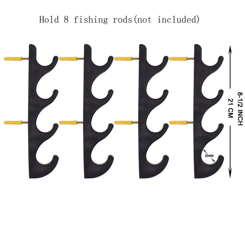 YYST Horizontal Fishing Rod Storage Rack Holder Wall Mount W Screws - No Fishing Rod- to Hold 8 Fishing Rods - Image 2
