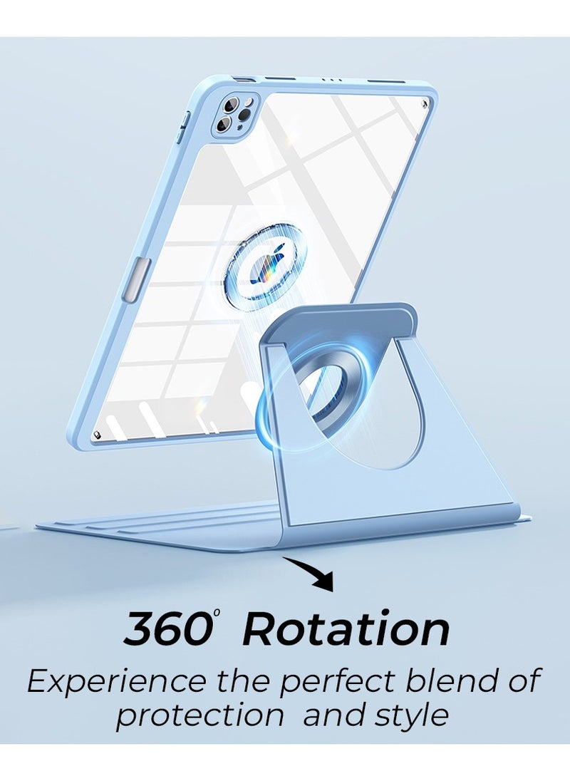 glassology iPad Air 13 Inch 2024 360° Rotating Magnetic Case Smart Case with Pencil Holder, Smart iPad Case Support Touch ID and Auto Wake/Sleep Blue  - Image 3