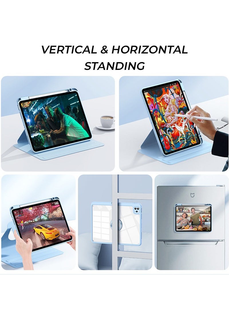 glassology iPad Air 13 Inch 2024 360° Rotating Magnetic Case Smart Case with Pencil Holder, Smart iPad Case Support Touch ID and Auto Wake/Sleep Blue  - Image 2
