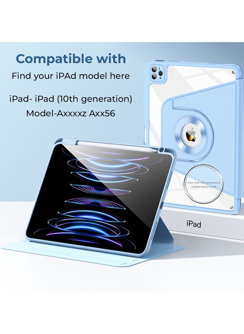 glassology iPad Air 13 Inch 2024 360° Rotating Magnetic Case Smart Case with Pencil Holder, Smart iPad Case Support Touch ID and Auto Wake/Sleep Blue  - Image 4