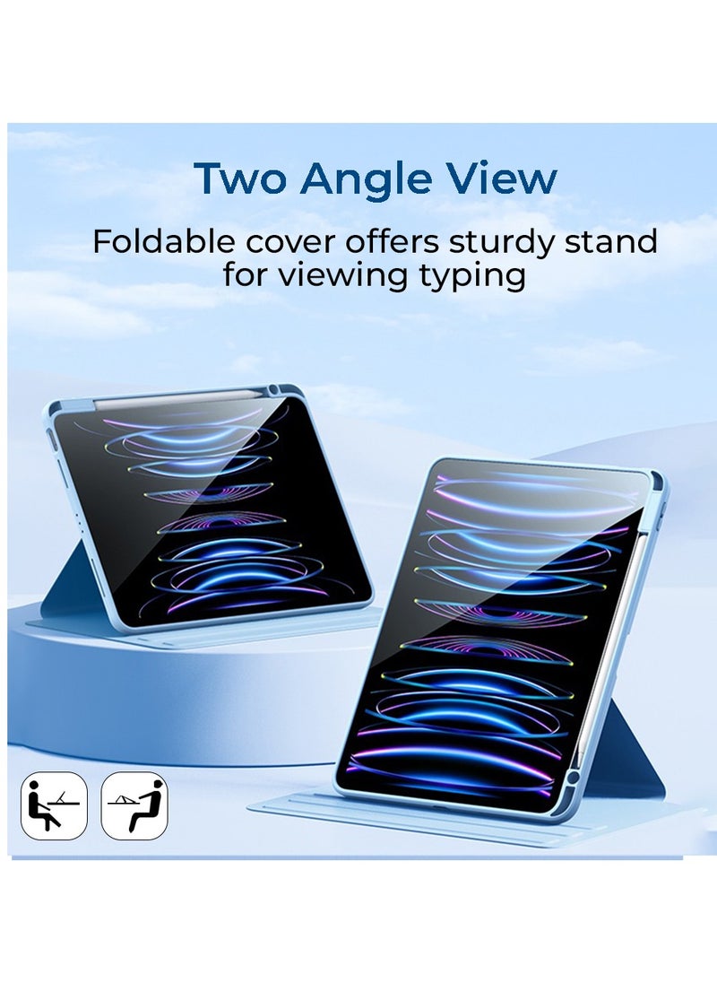 glassology iPad Air 13 Inch 2024 360° Rotating Magnetic Case Smart Case with Pencil Holder, Smart iPad Case Support Touch ID and Auto Wake/Sleep Blue  - Image 5