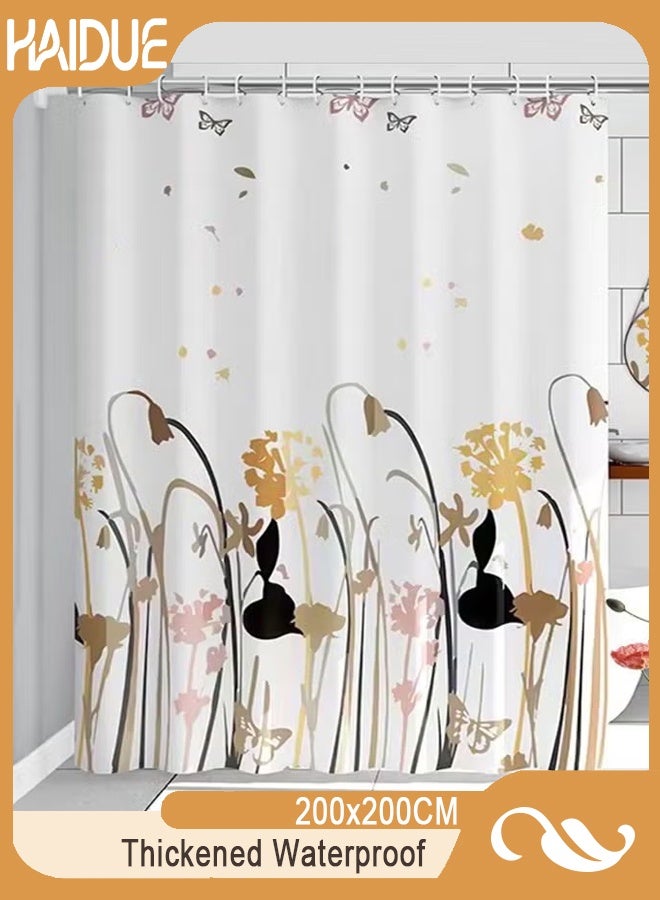 Haidue 200x200CM Dandelion Printed Shower Curtain Easy to Clean Polyester Modern Art Image Shower Curtain Thickened Waterproof - Image 1