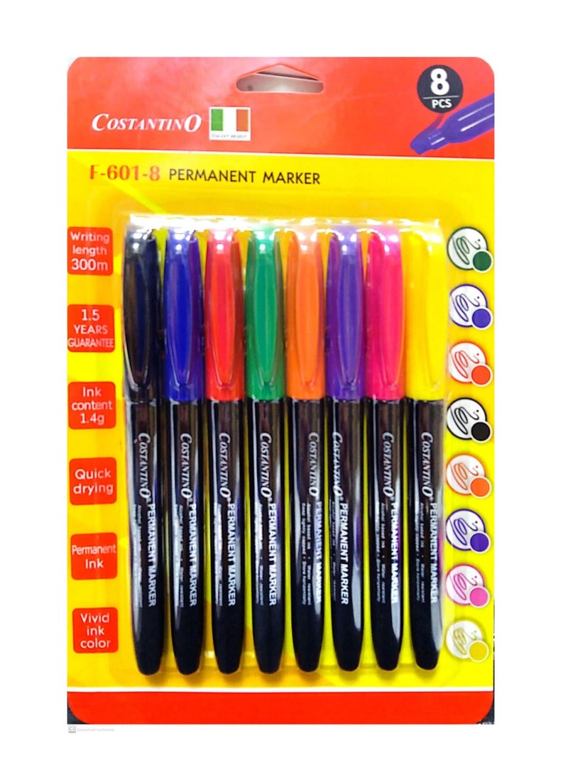 COSTANTINO 8-Pieces Costantino Permanent Marker Multicolor Pack Of 2 - Image 2