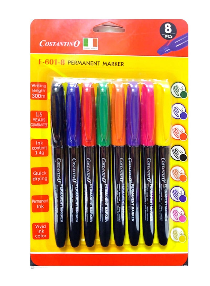 COSTANTINO 8-Pieces Costantino Permanent Marker Multicolor Pack Of 2 - Image 3