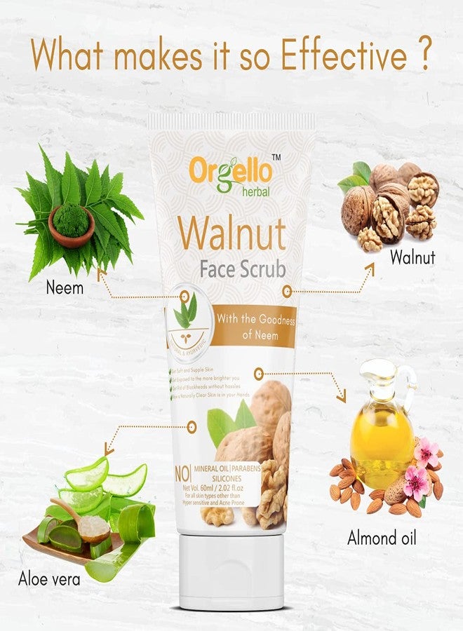 Orgello Herbal Vitamin C Toner Combo (100 ml) With Aloe Vera Gel (60 gm) + Walnut Scrub (60g) - Pack Of 3- for men women girls boys normal oily dry skin sls paraben mineral oil free - Image 2