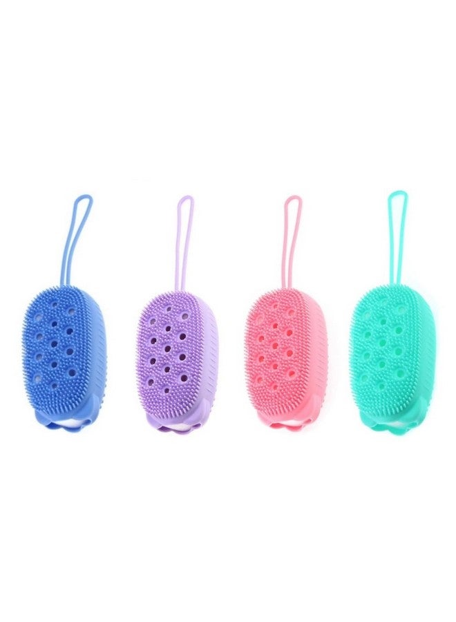 Sugalsu Silicone Bath Body Brush, Silicone bath body brush exfoliating,Silicone Bath Body Brush,Easy to Clean Washer Exfoliating More Hygienic (Randim Colour, Pack of 4) - Image 1