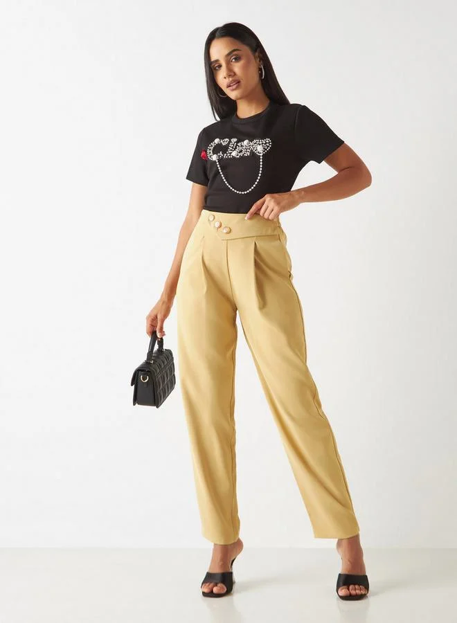 2Xtremz 2Xtremz Tapered Trousers with Pleat Detail and Button Closure