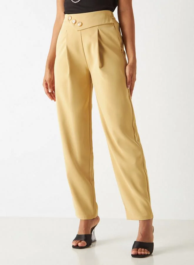 2Xtremz 2Xtremz Tapered Trousers with Pleat Detail and Button Closure