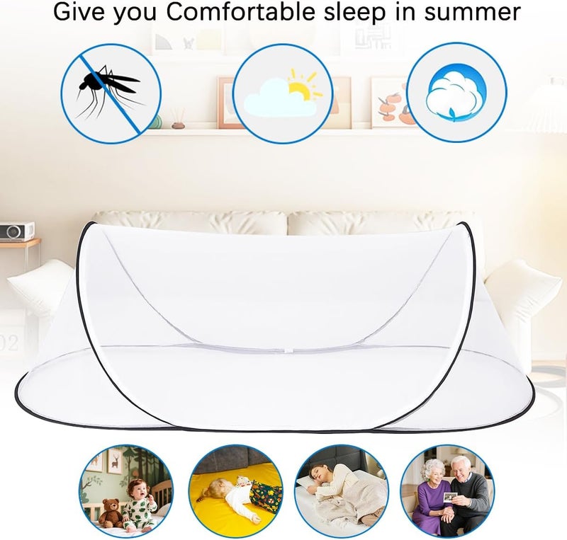 Akiky Large Pop up Mosquito Tent Portable Mosquito Net for Bed Camping Travel Outdoor 1PC Foldable Netting Mesh Tent Canopy for Adults Baby Bedroom - Image 5