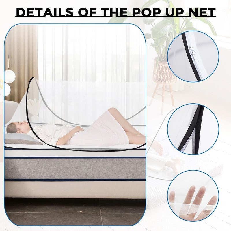 Akiky Large Pop up Mosquito Tent Portable Mosquito Net for Bed Camping Travel Outdoor 1PC Foldable Netting Mesh Tent Canopy for Adults Baby Bedroom - Image 4