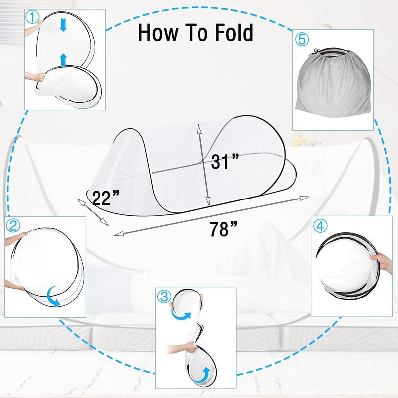 Akiky Large Pop up Mosquito Tent Portable Mosquito Net for Bed Camping Travel Outdoor 1PC Foldable Netting Mesh Tent Canopy for Adults Baby Bedroom - Image 3