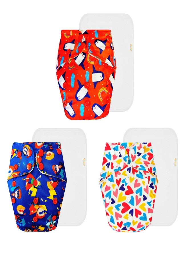 Dumbledo Premium Cloth Diaper with Cotton Insert (Pack of 3) | Dry Feel and Comfortable | 6-Layer Absorbent Pad | Easy to Clean | All-Day Wear | 3 Months - 3 Years | Unisex Baby - Image 1