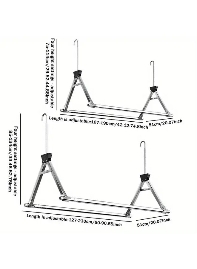 Stainless Steel Telescopic Clothes Drying Rack Adjustable 42 to 75 Inch - Image 3