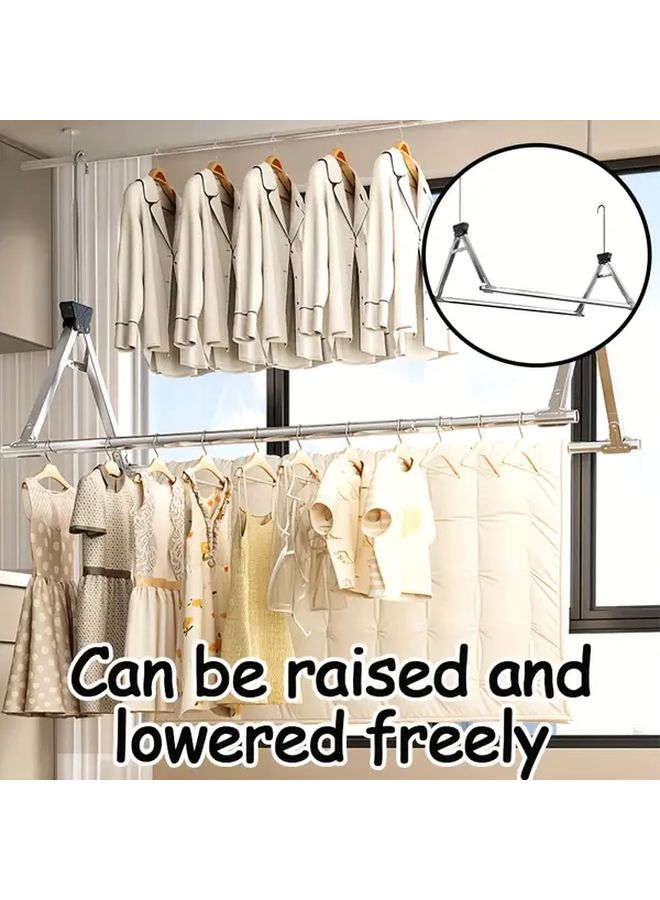 Stainless Steel Telescopic Clothes Drying Rack Adjustable 42 to 75 Inch - Image 2