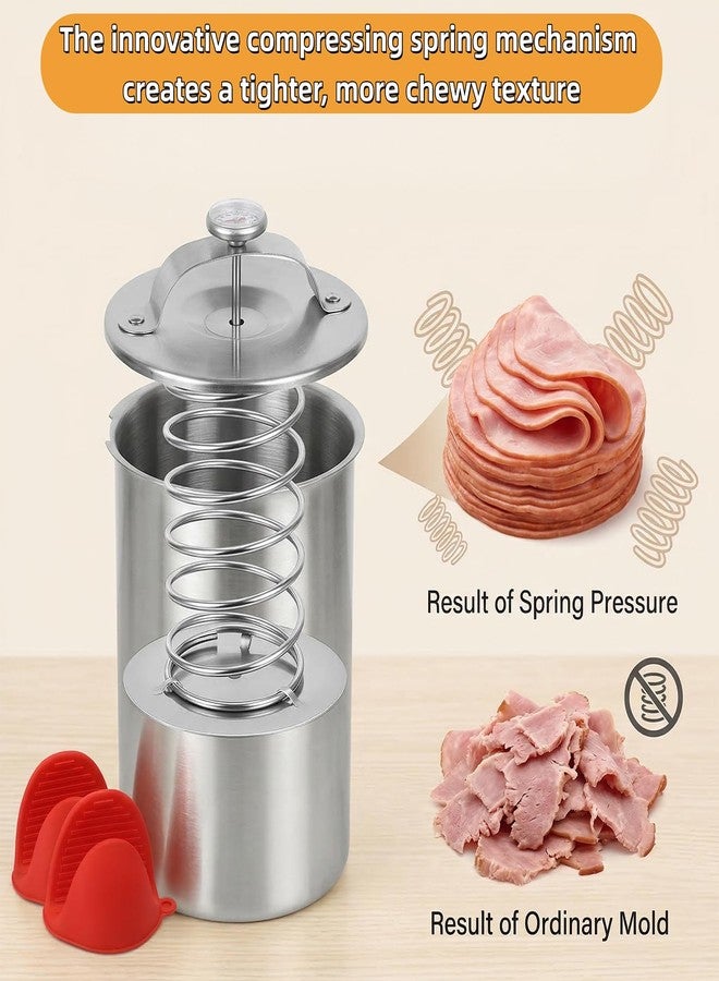 RoadAlchemist Deli Meat Press Stainless Steel with Thermometer, Lunch Meat Press Mold, Ham Maker Meat Press Tool, with 20 Cooking Bags + 2 anti-scalding clips, for Making Sandwich (Deli Meat Press Set) - Image 3