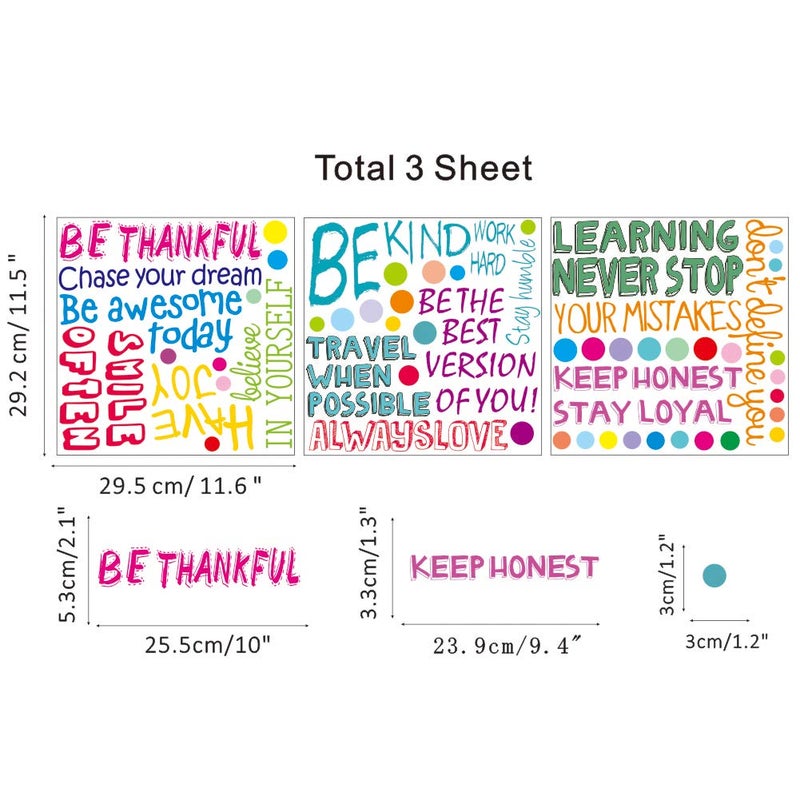 IARTTOP Inspirational Quotes Wall Decal, Motivational Phrases Sticker Classroom Decoration, Positive Attitude Sayings for Window Cling Bedroom Decor (3 Sheet Multicolor Decals) - Image 5