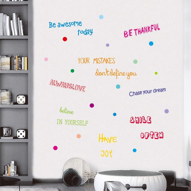 IARTTOP Inspirational Quotes Wall Decal, Motivational Phrases Sticker Classroom Decoration, Positive Attitude Sayings for Window Cling Bedroom Decor (3 Sheet Multicolor Decals) - Image 1
