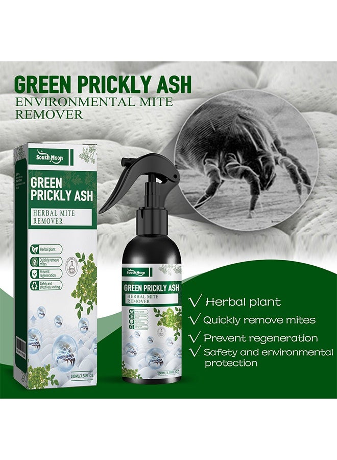 SOUTH MOON Green Prickly Ash Herbal Mite Remover for Bedding,Quilts,Sofas,Mites and Anti-mites，Eliminates Flea Bedbug Mite, Pet & Children Friendly 100ml,Natural Mite Spray - Image 1