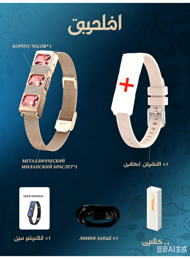 Women's Smart Bracelet without screen , Health Fitness Tracker with Heart Rate, Blood Oxygen, Sleep Monitor, Fashion Ruby Wristband & Call/Message Reminder, gifts for ladies - Image 2