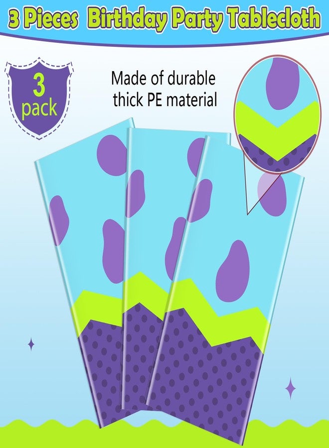 KEASKELL 3Pcs Monster Birthday Party Tablecloth Decorations,Purple Green Plastic Table Cover Disposable Rectangle Table Cloth for Baby Shower Kids Boy Birthday Party Supplies,54x108 Inch - Image 4
