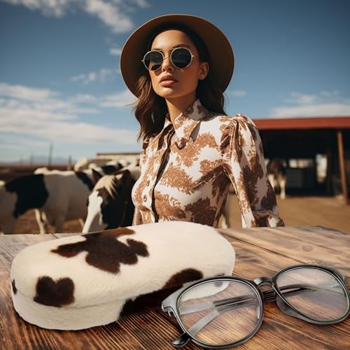 MyEyeglassCase Hard eyeglass case in Pony Animal Print | Glasses Case Hard Shell Holder with Microfiber Drawstring Pouch & Cleaning Cloth | Small Sunglasses Case Protective & Durable (AS166L PONY) - Image 2