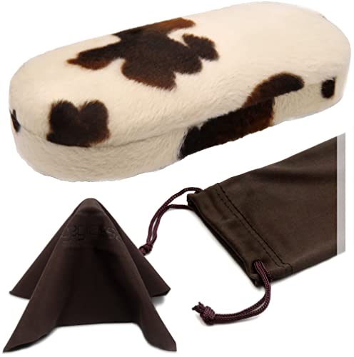 MyEyeglassCase Hard eyeglass case in Pony Animal Print | Glasses Case Hard Shell Holder with Microfiber Drawstring Pouch & Cleaning Cloth | Small Sunglasses Case Protective & Durable (AS166L PONY) - Image 1